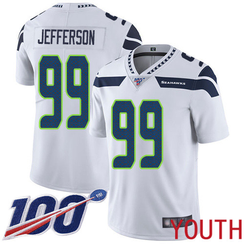 Seattle Seahawks Limited White Youth Quinton Jefferson Road Jersey NFL Football #99 100th Season Vapor Untouchable